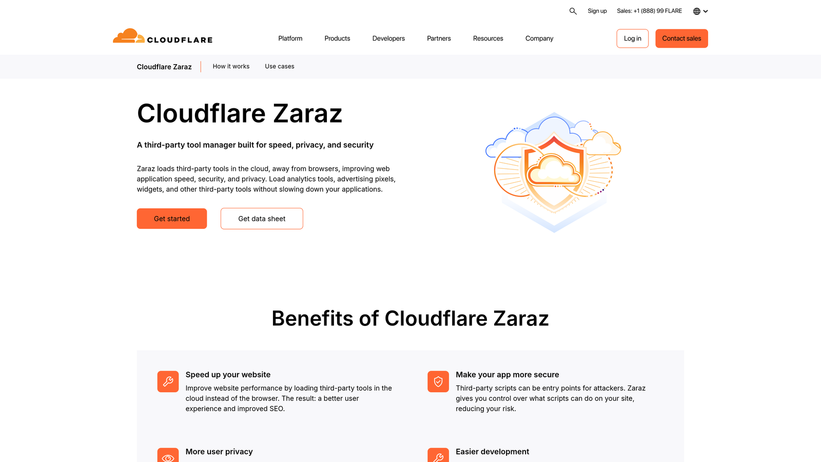 Screenshot of Cloudflare Zaraz website