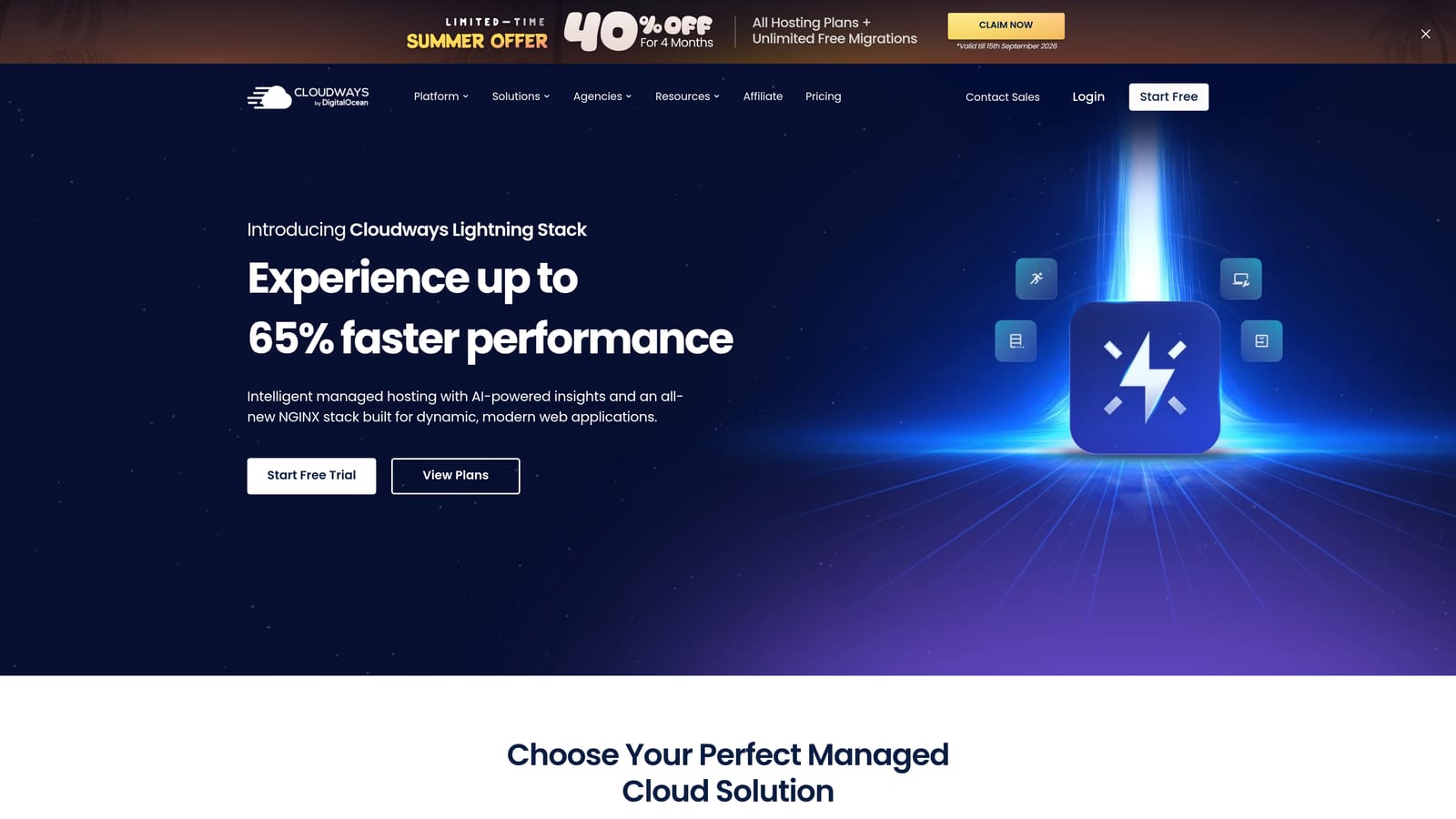 Screenshot of Cloudways website