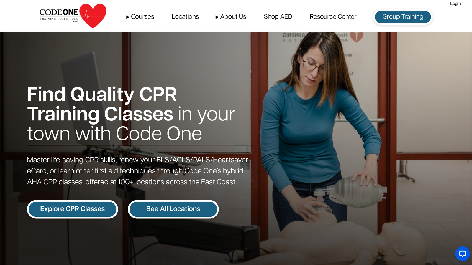Screenshot of Code1 Web website