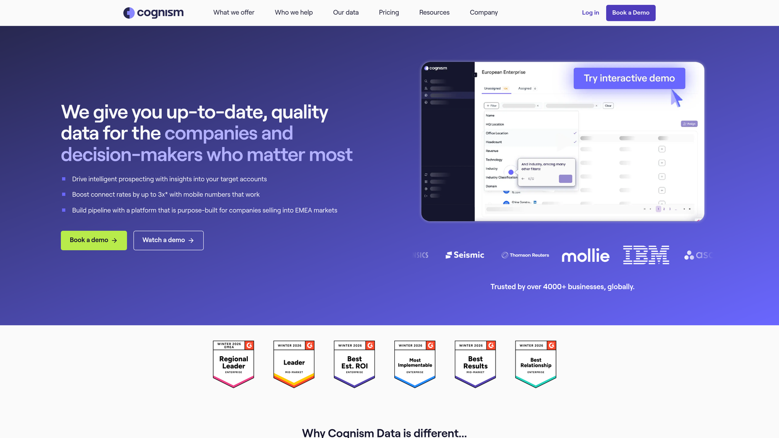 Screenshot of Cognism website