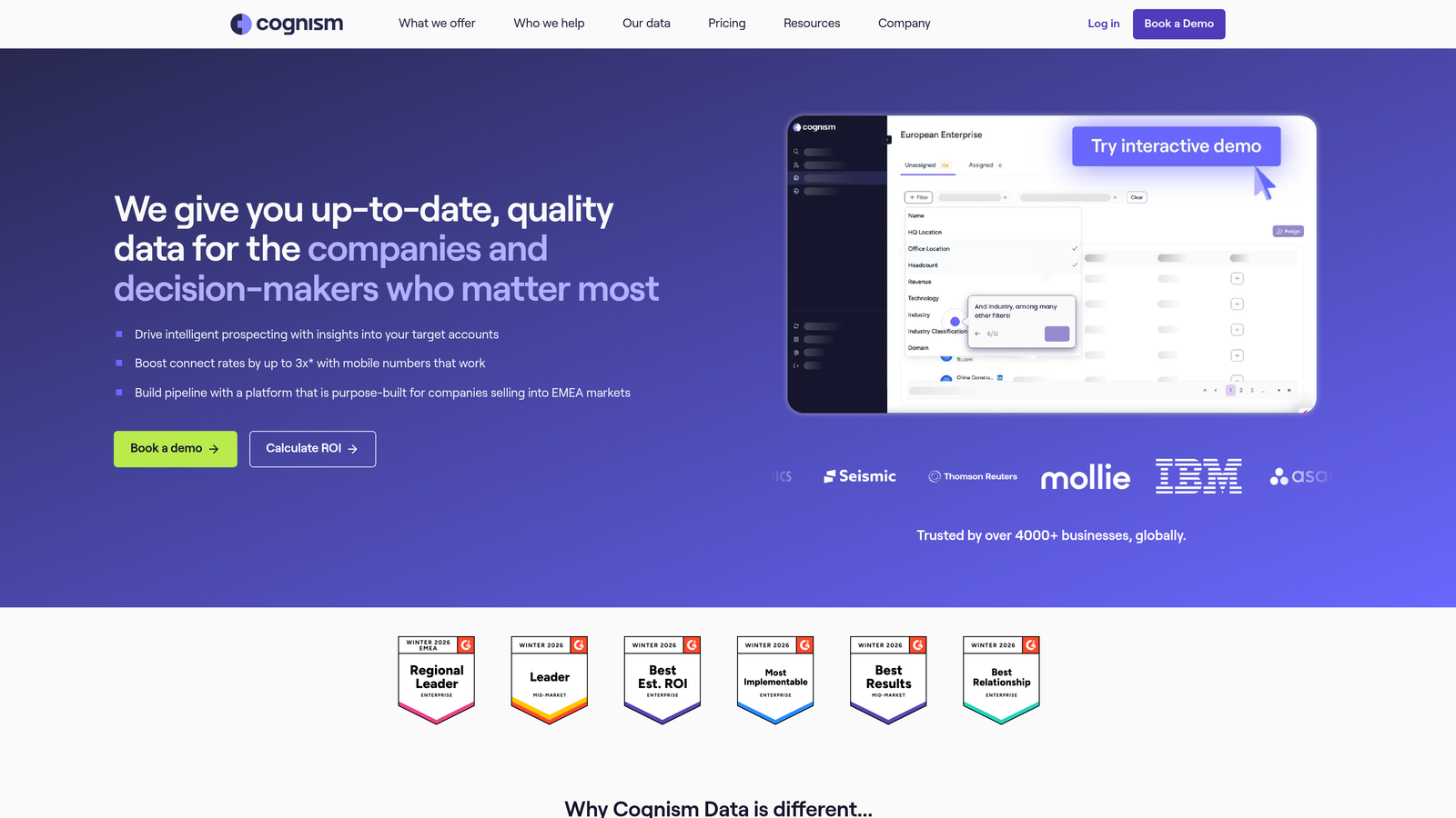 Screenshot of Cognism website