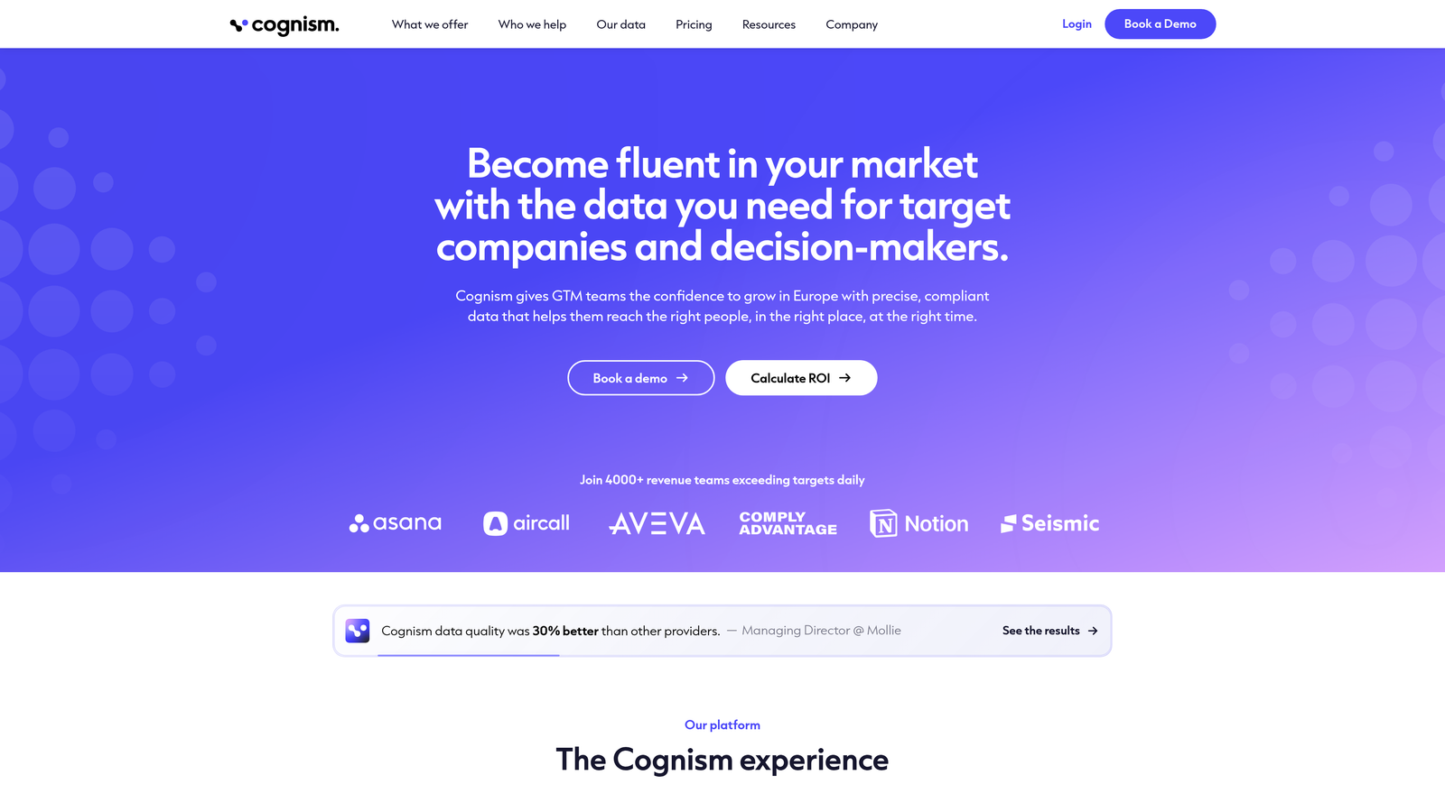 Screenshot of Cognism website