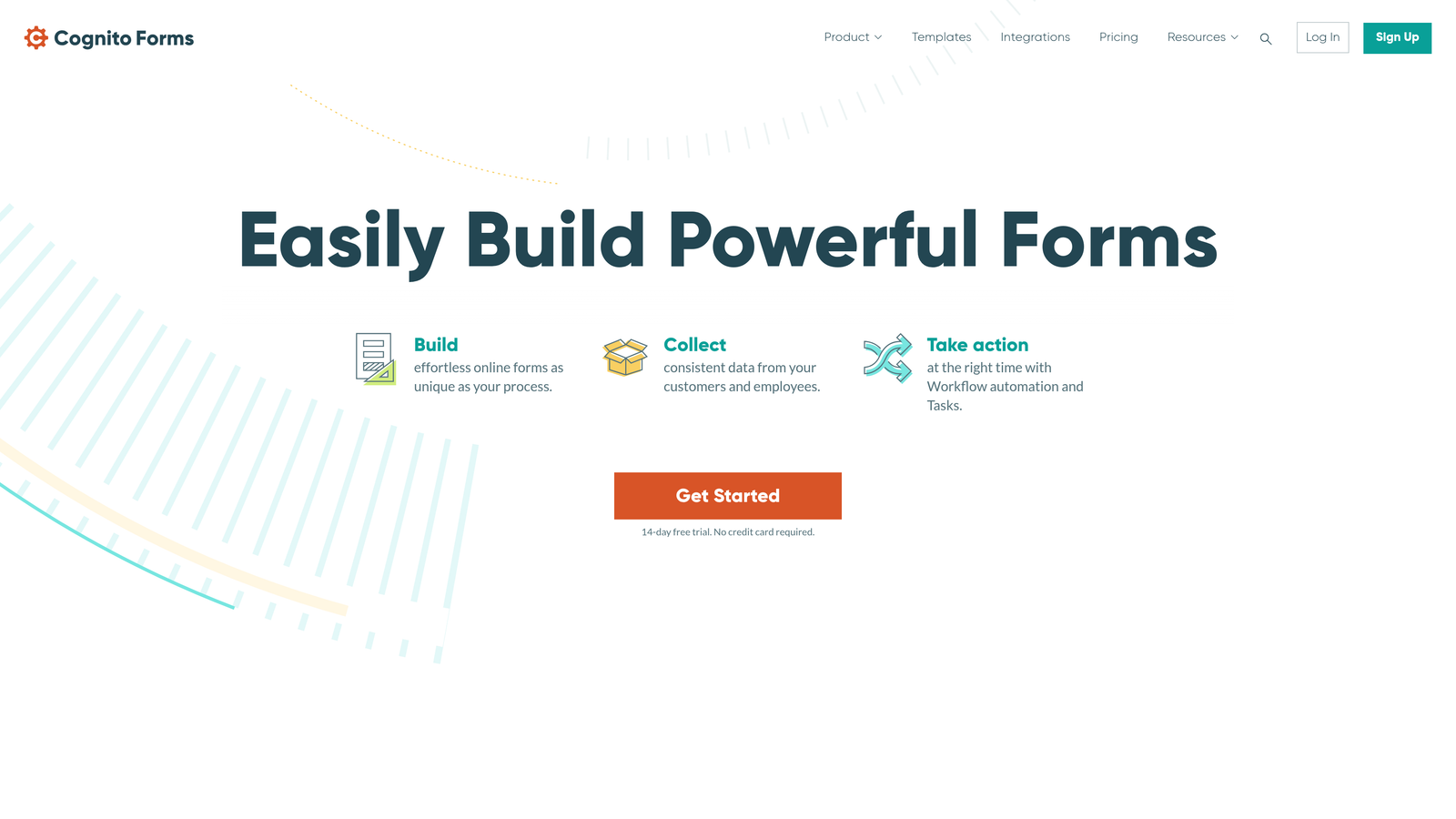 Screenshot of Cognito Forms website homepage