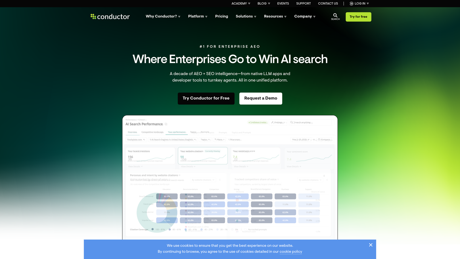 Screenshot of Conductor website