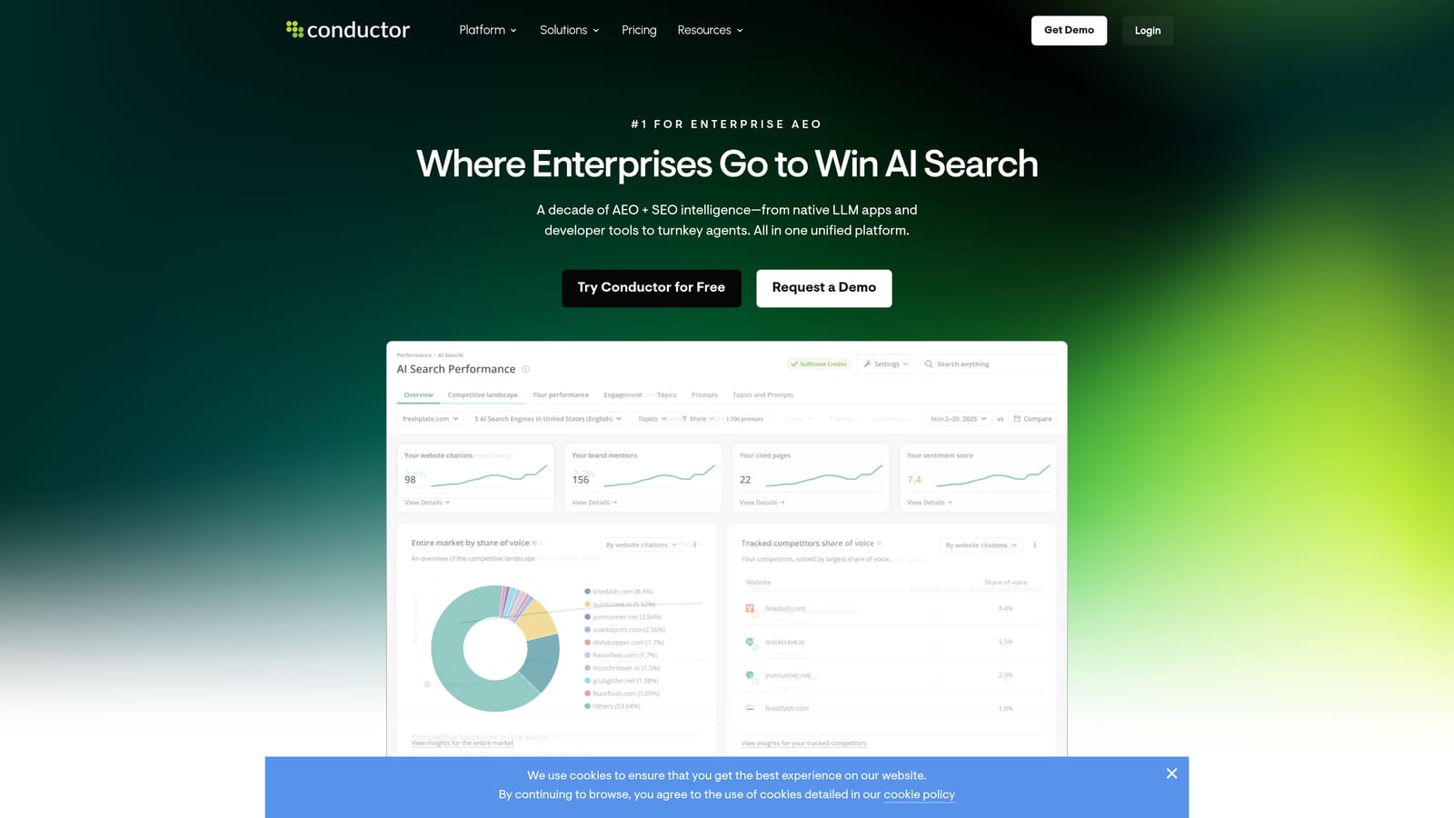 Screenshot of Conductor website