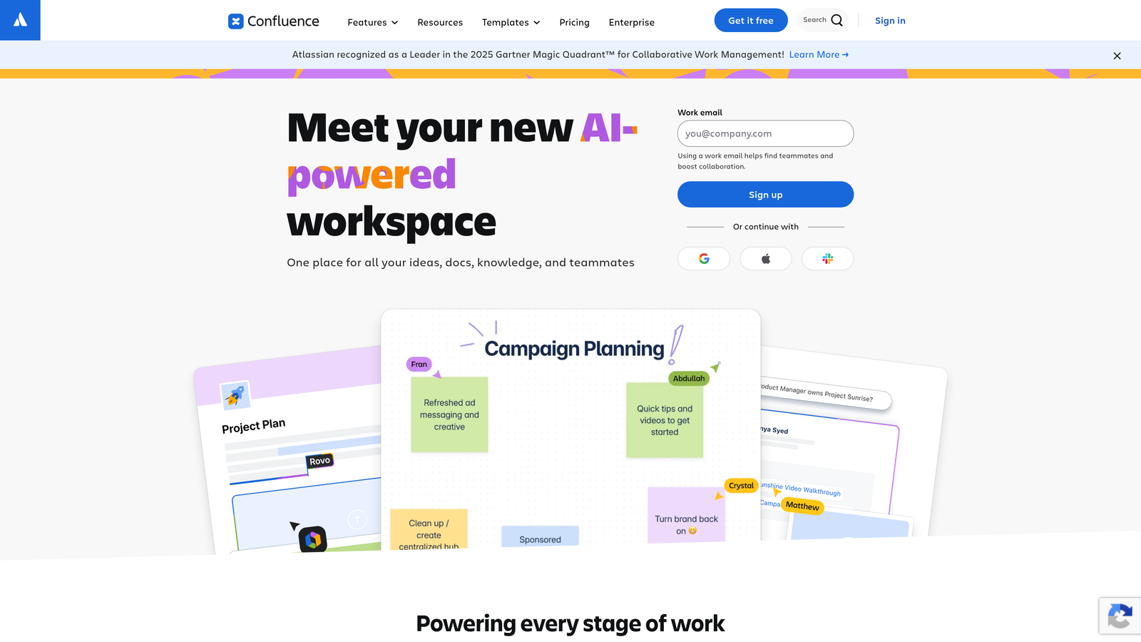 Screenshot of Confluence website