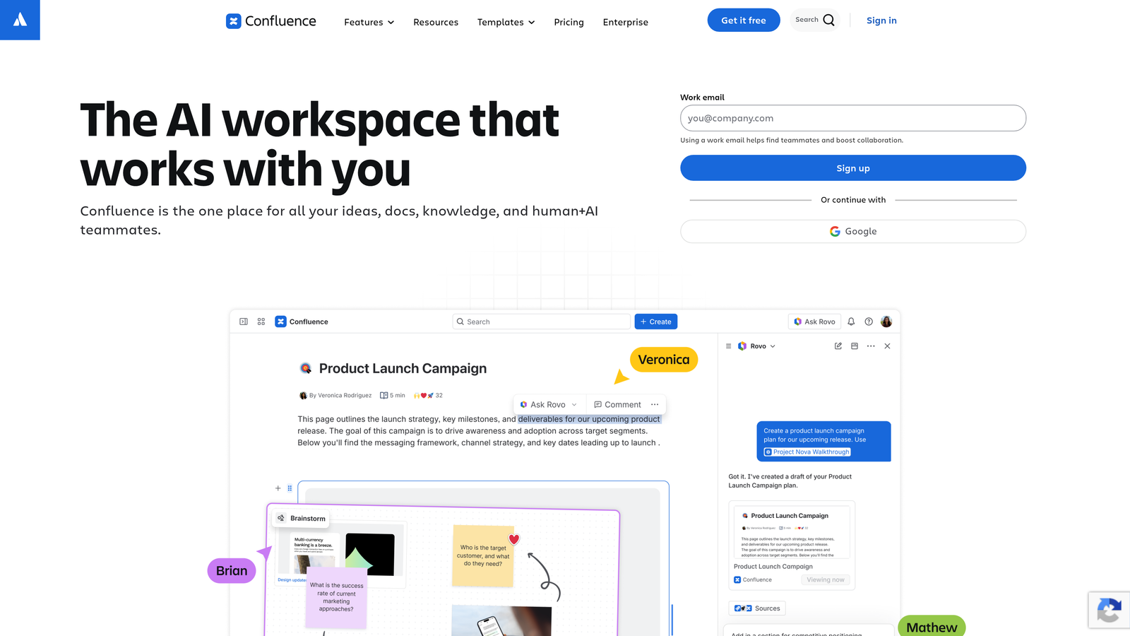 Screenshot of Confluence website