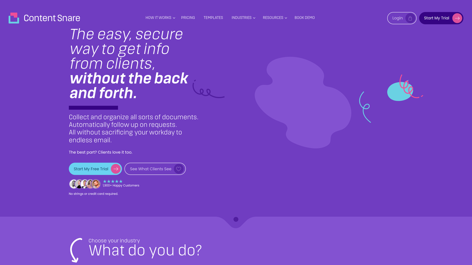 Screenshot of Content Snare website