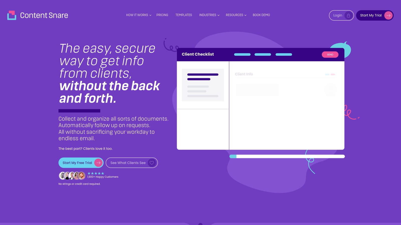 Screenshot of Content Snare website