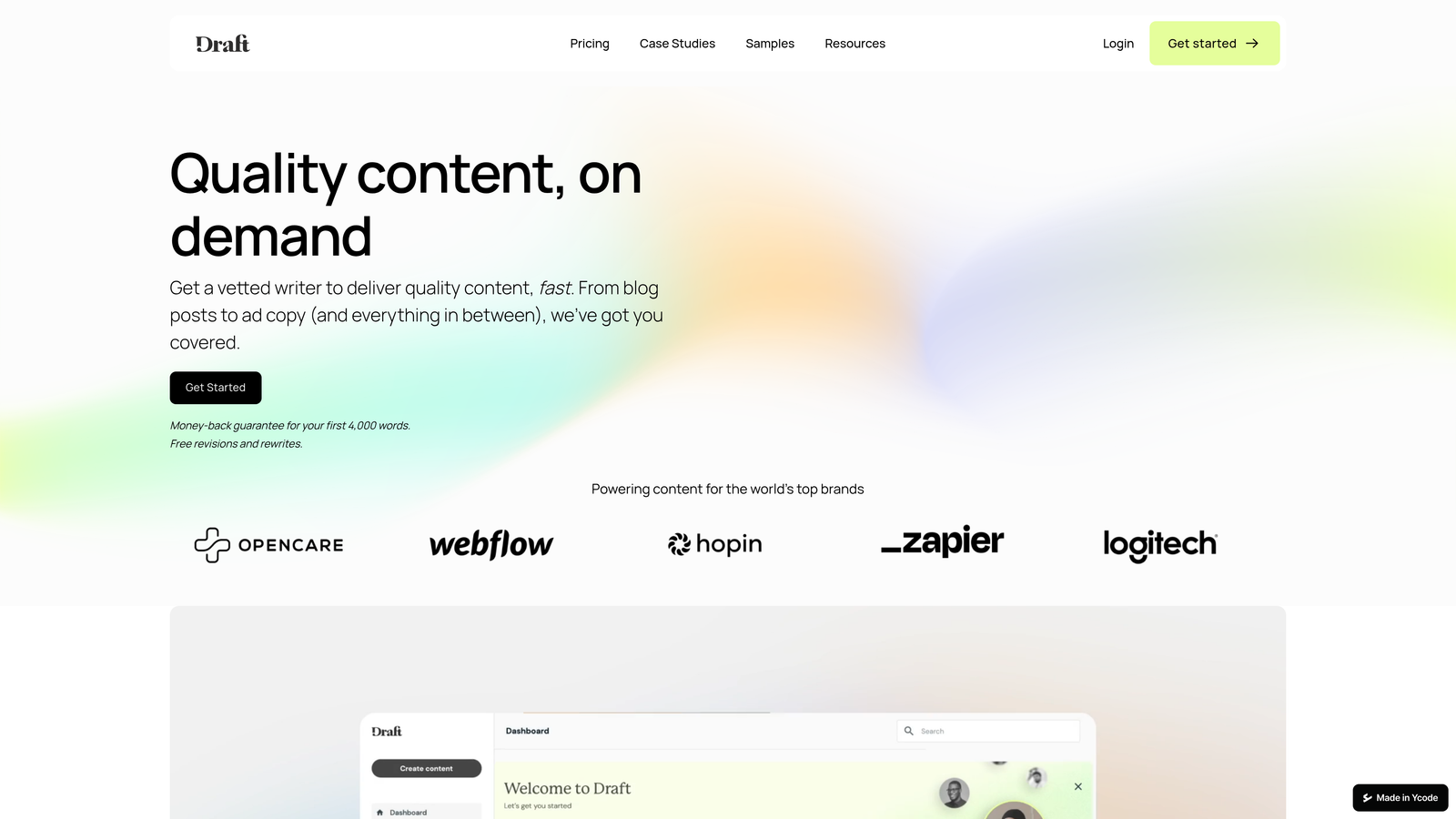 Screenshot of ContentFly website