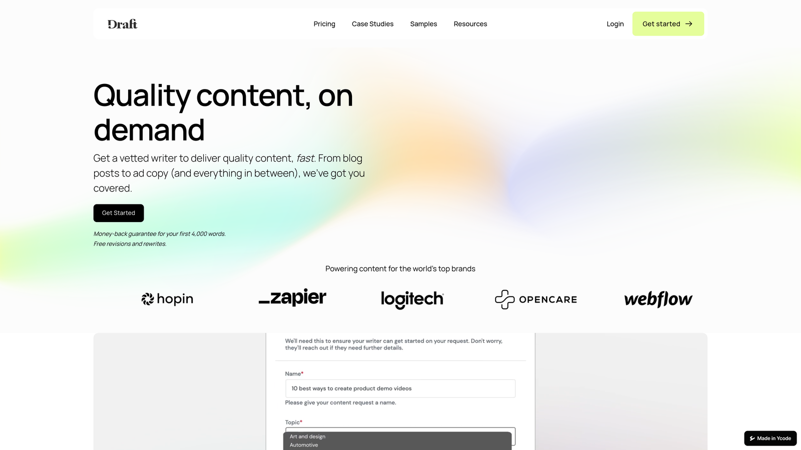 Screenshot of ContentFly website
