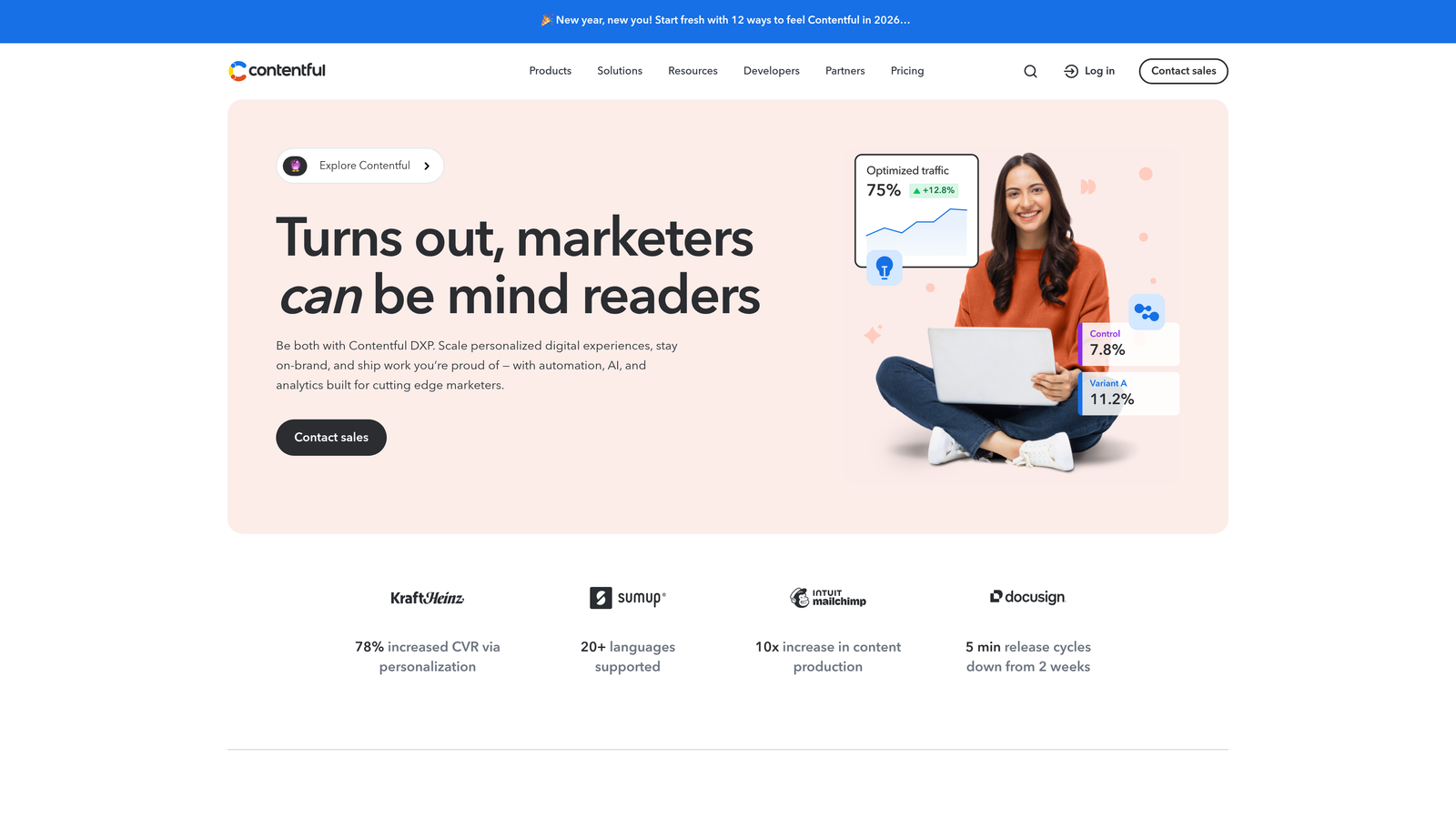 Screenshot of Contentful website homepage