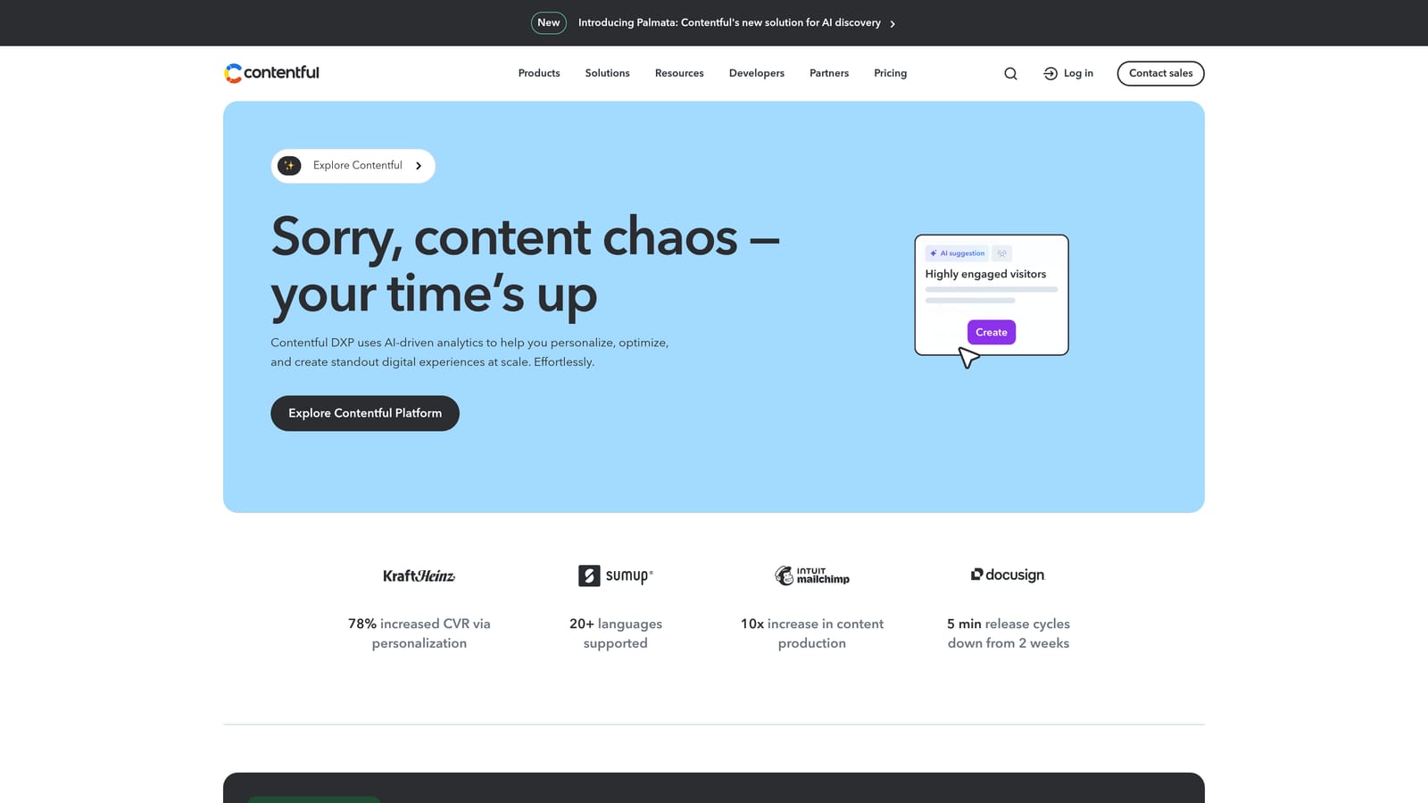 Screenshot of Contentful website