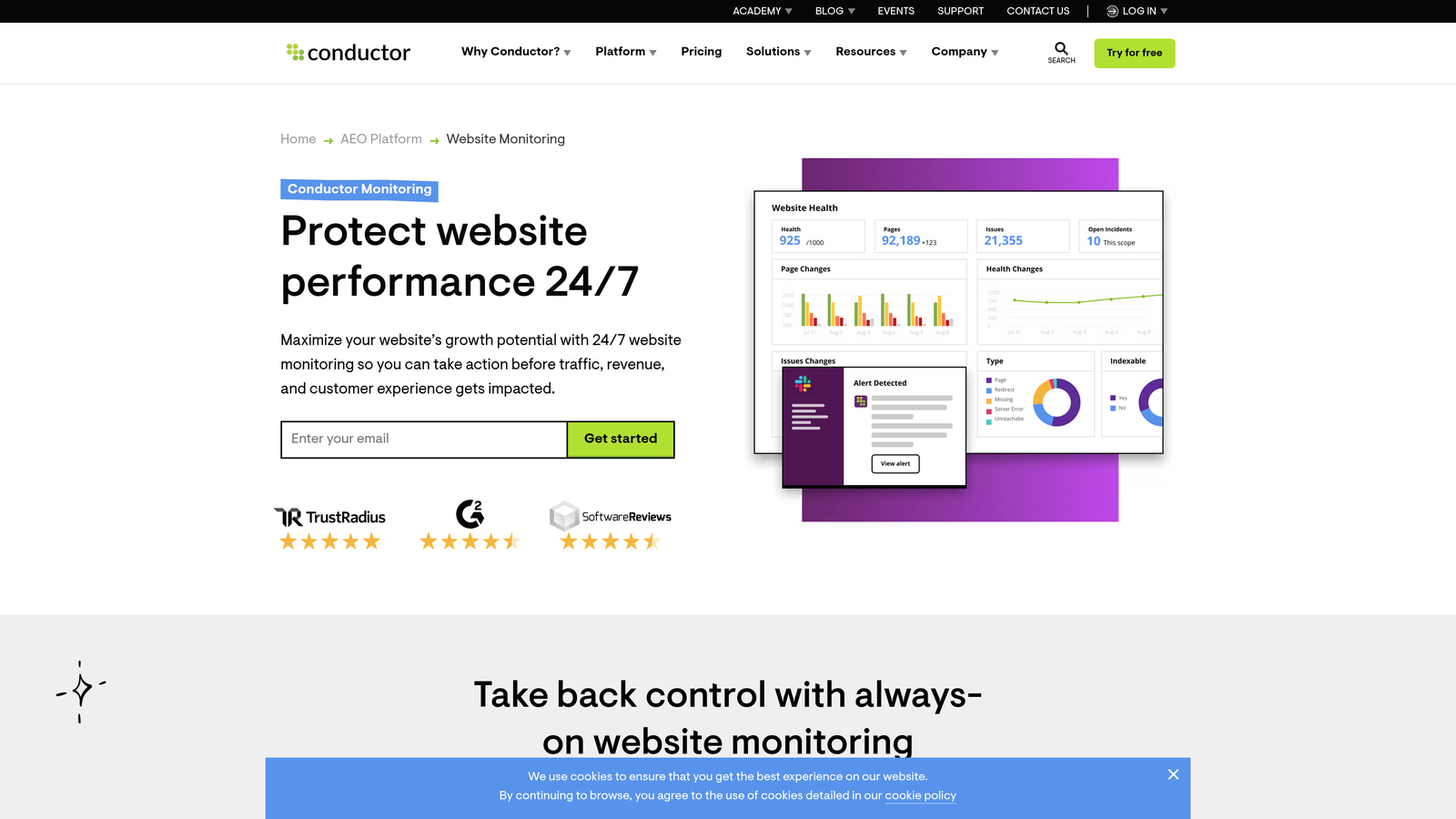 Screenshot of ContentKing (Conductor) website