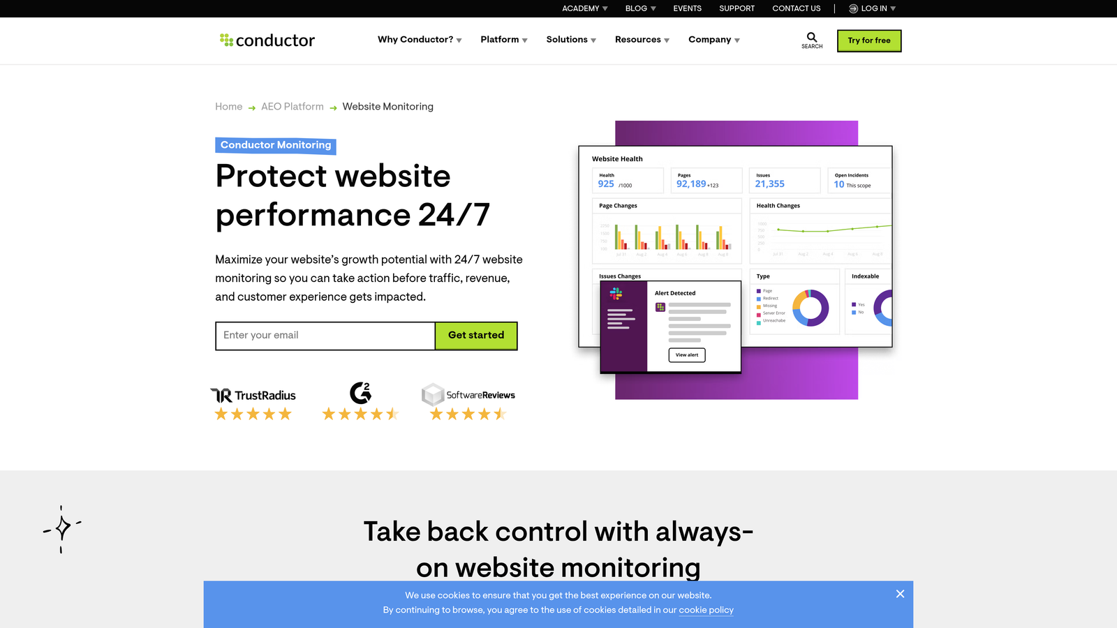 Screenshot of ContentKing website