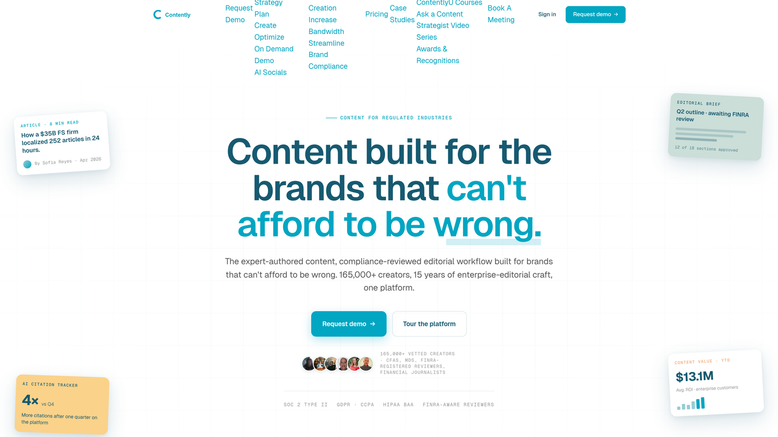 Screenshot of Contently website