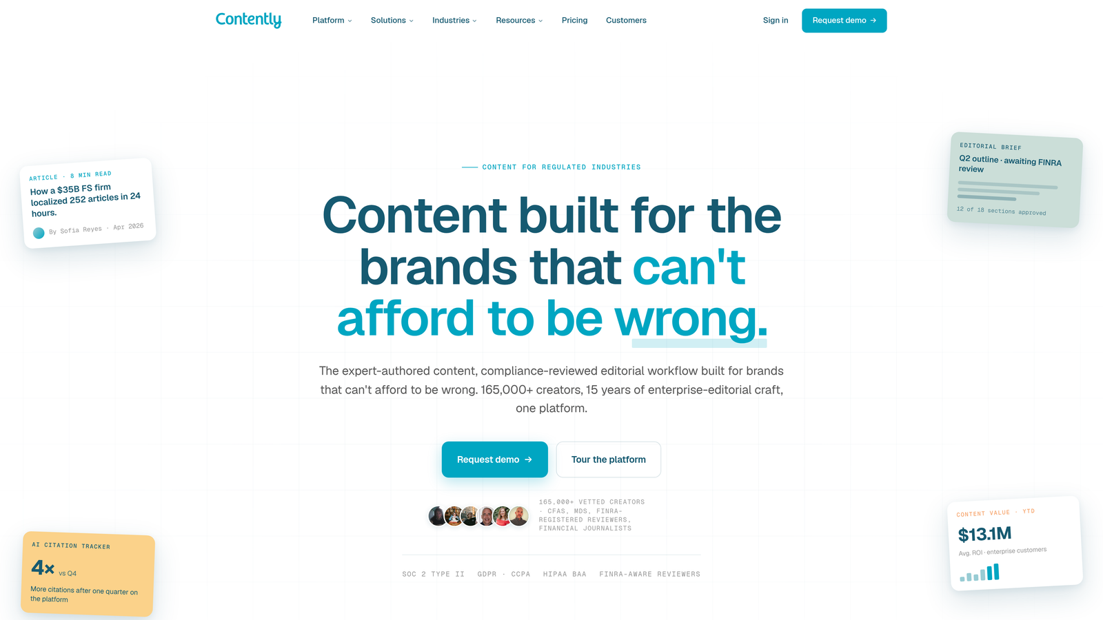 Screenshot of Contently website