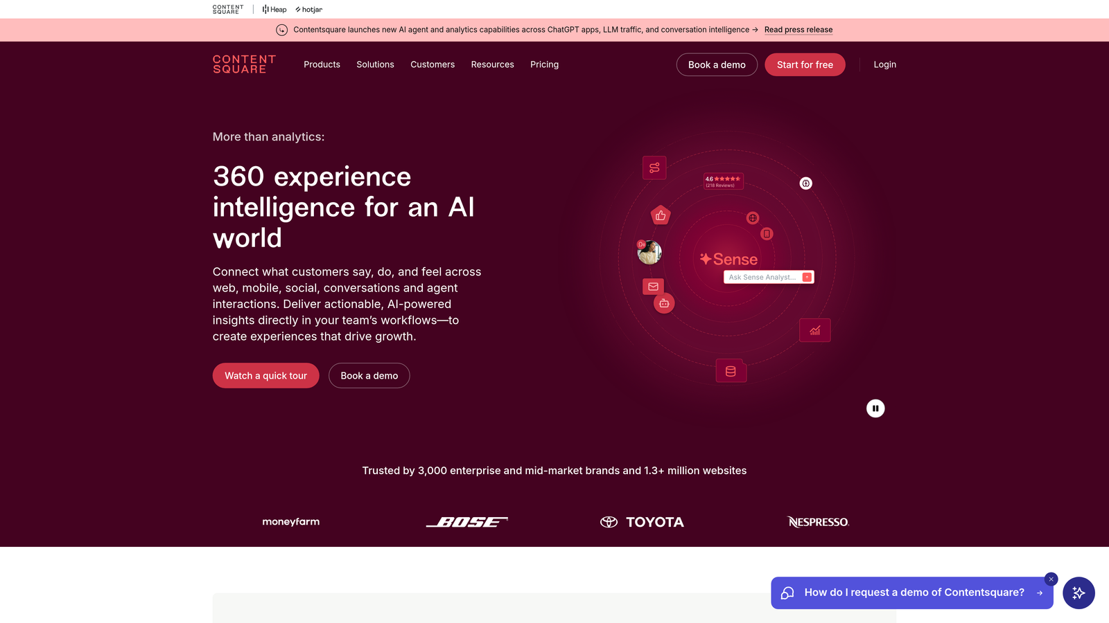 Screenshot of Contentsquare website