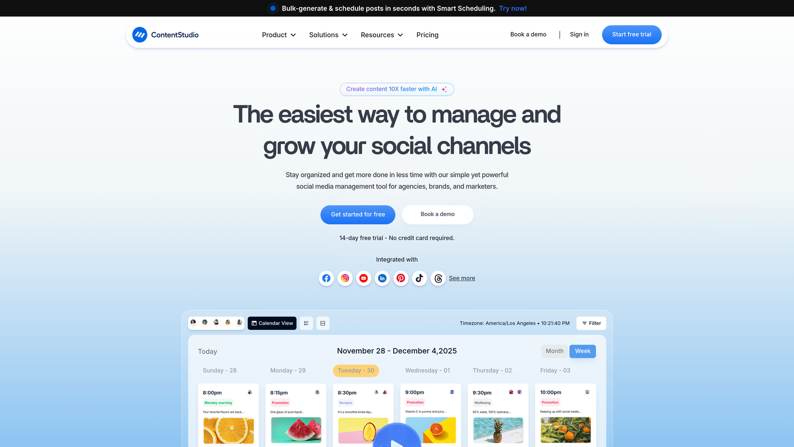 Screenshot of ContentStudio website
