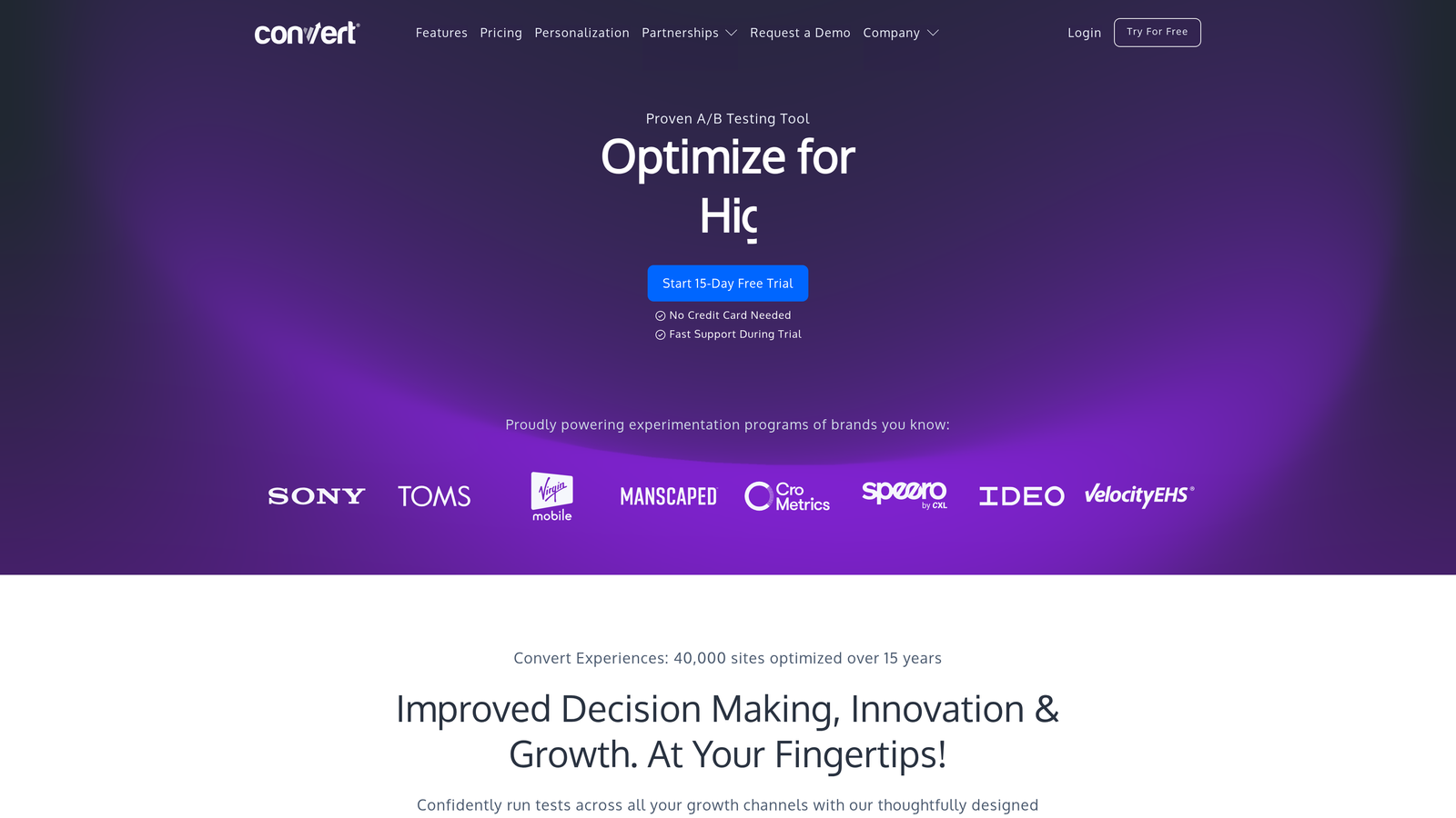 Screenshot of Convert website