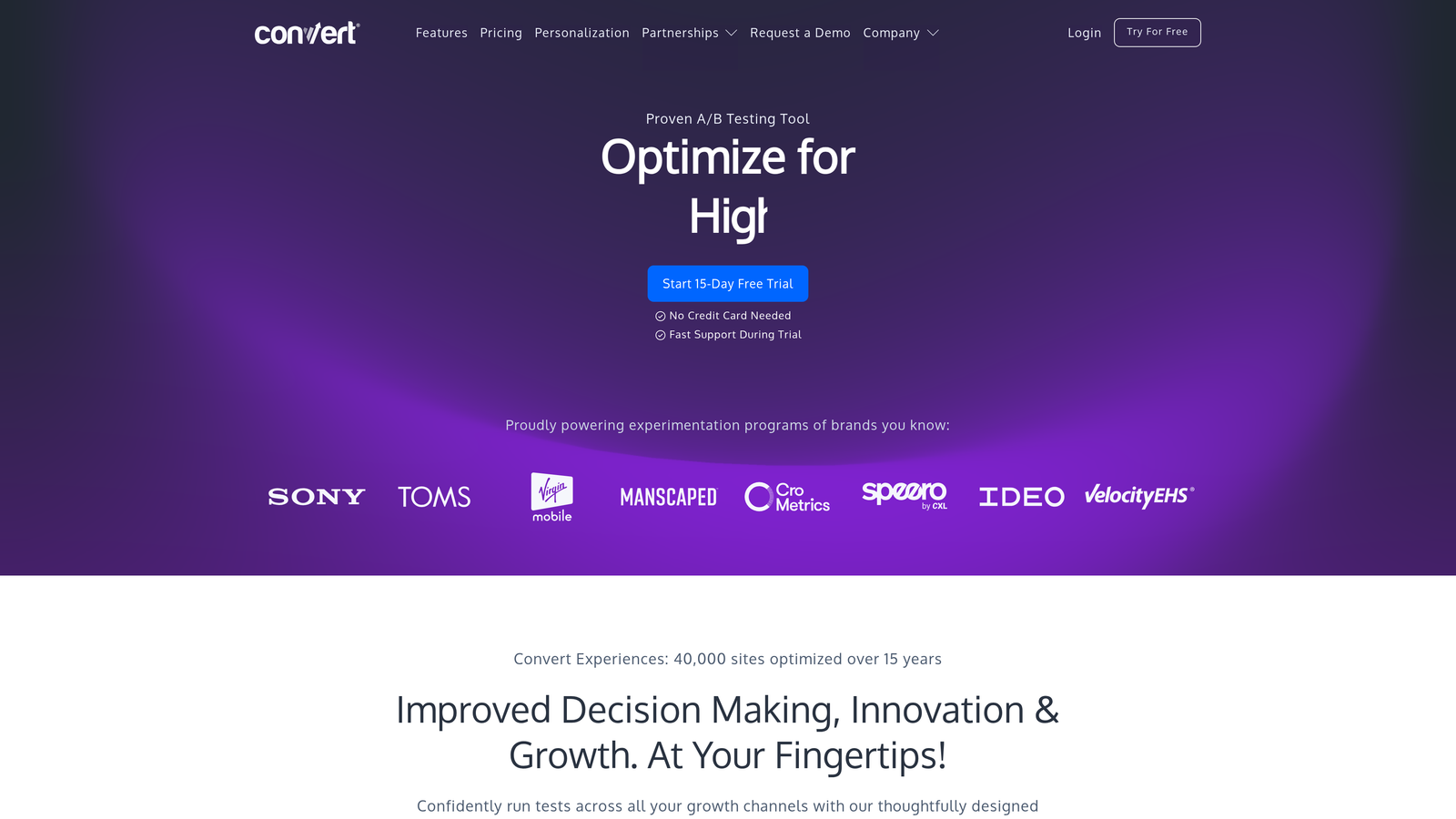 Screenshot of Convert website