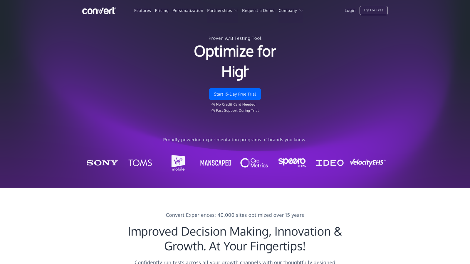 Screenshot of Convert website