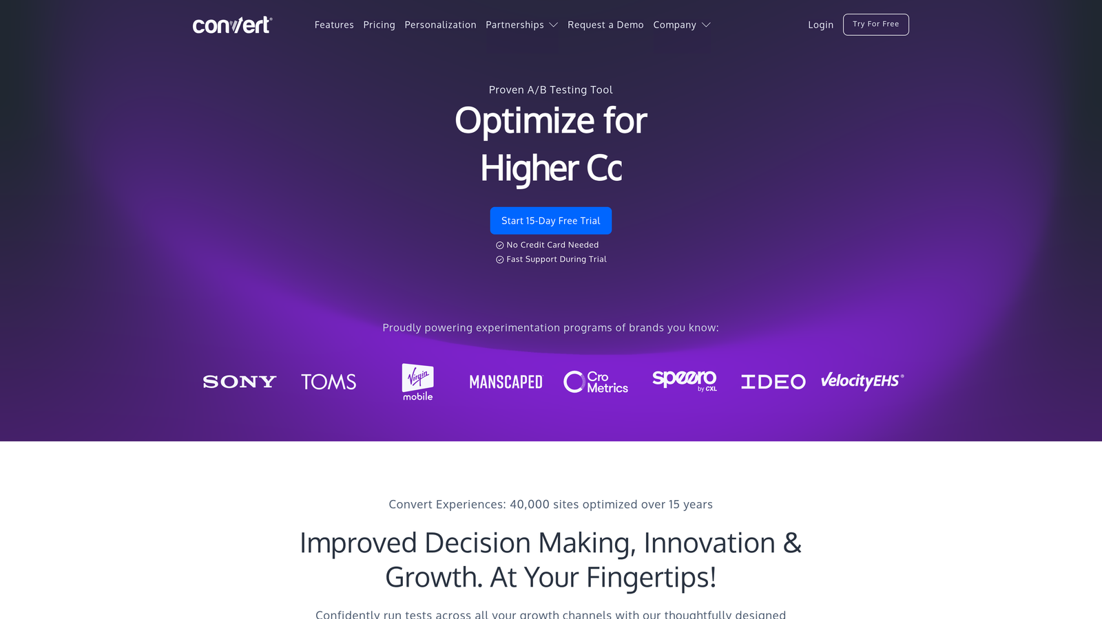 Screenshot of Convert website