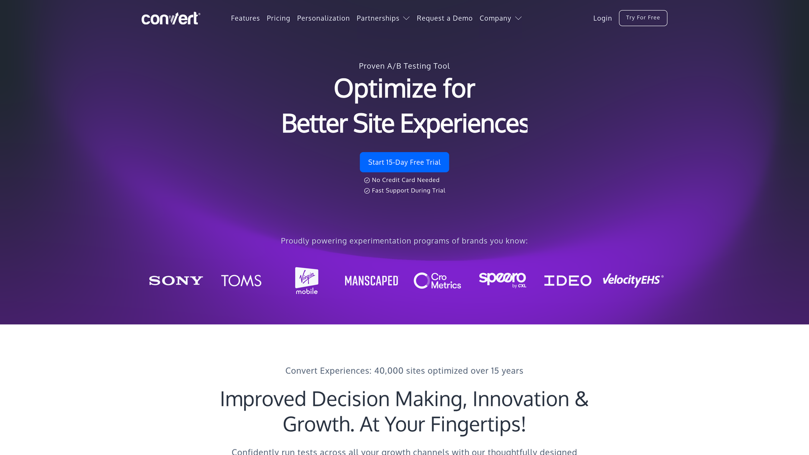 Screenshot of Convert website