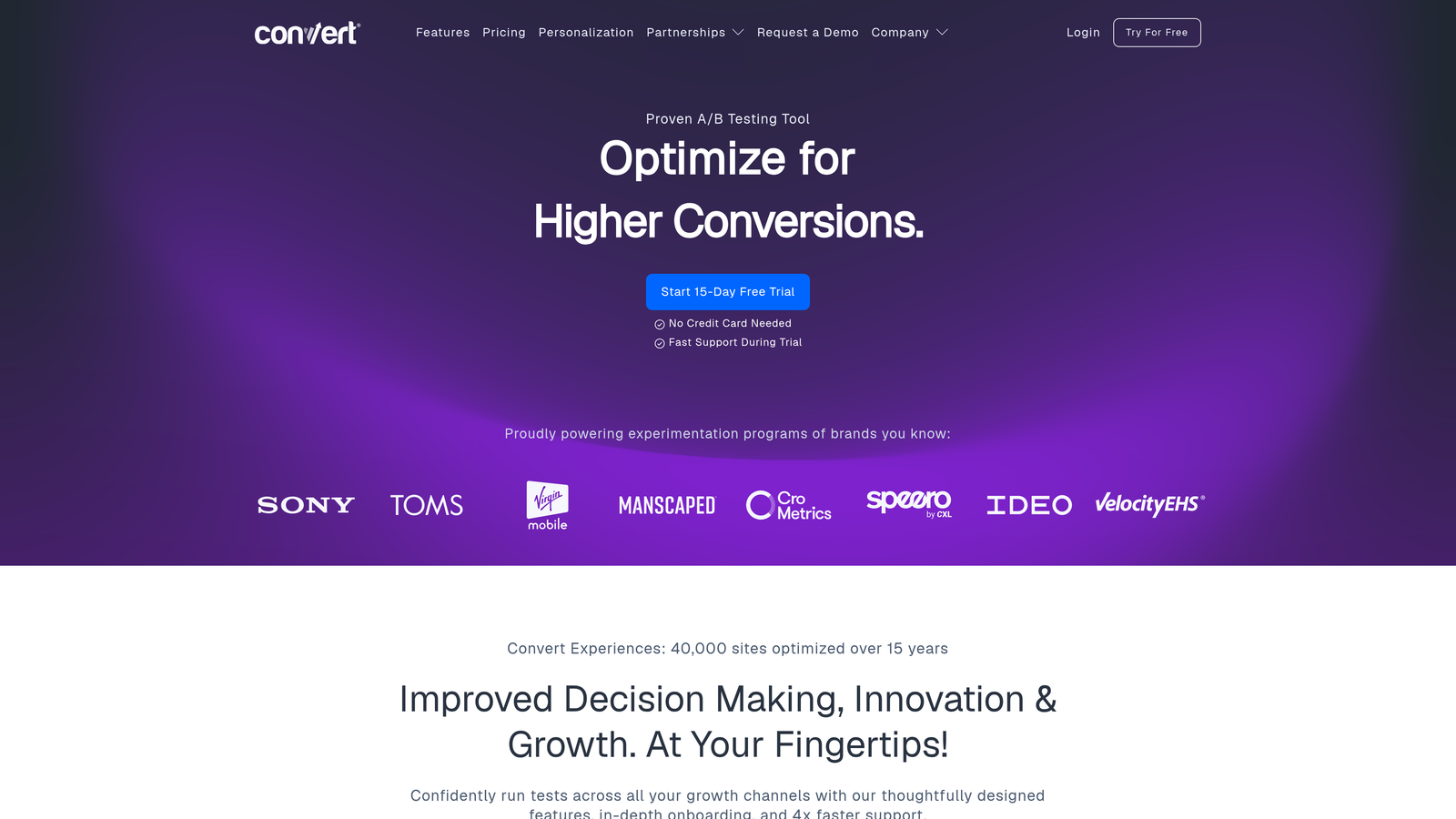 Screenshot of Convert website