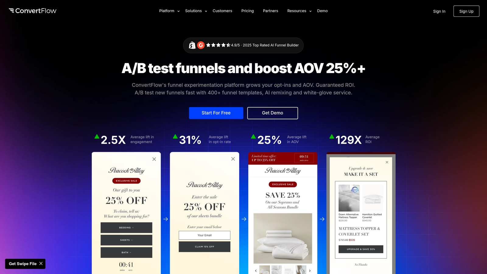 Screenshot of ConvertFlow website