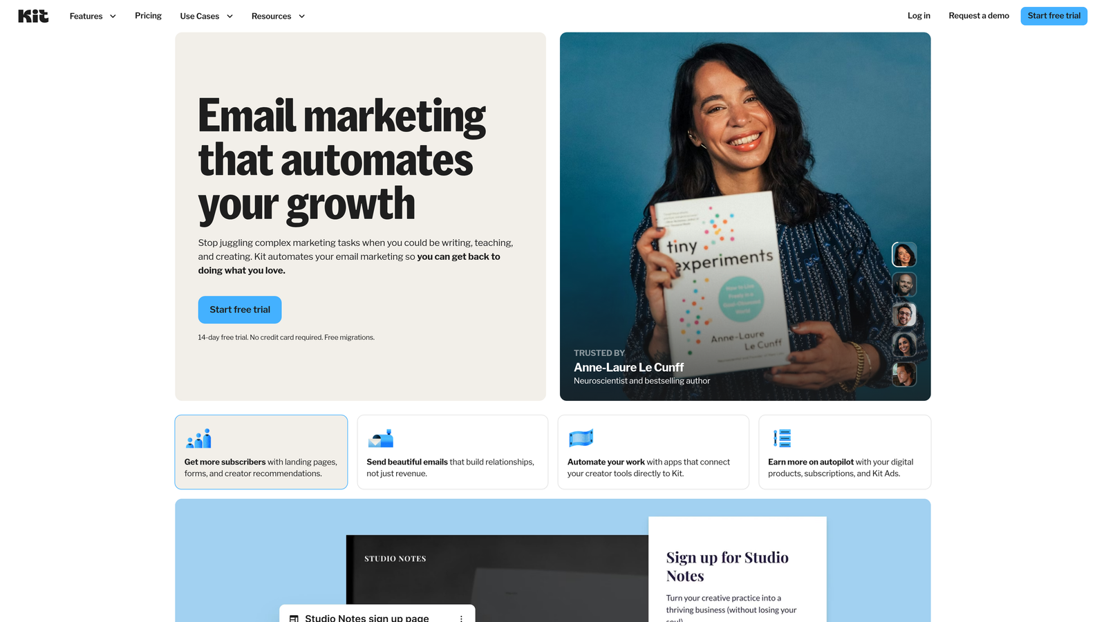 Screenshot of ConvertKit website