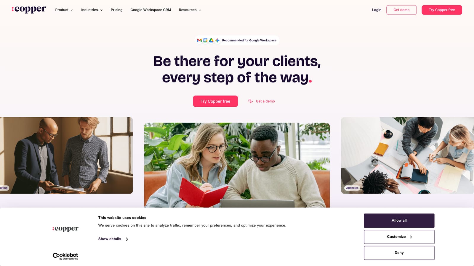 Screenshot of Copper CRM website