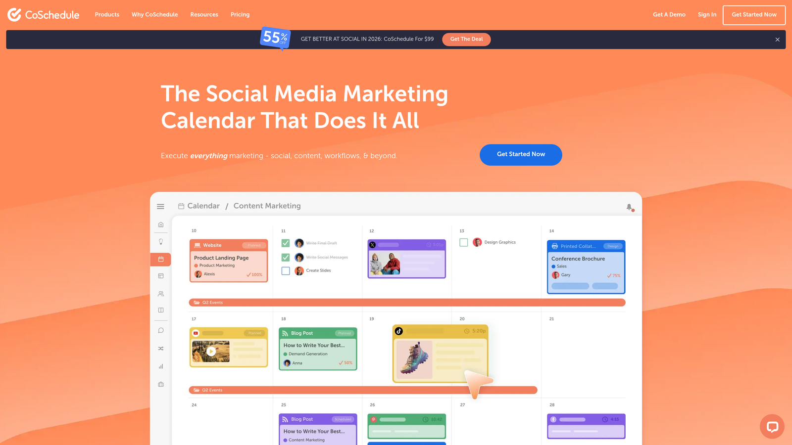 Screenshot of CoSchedule website homepage