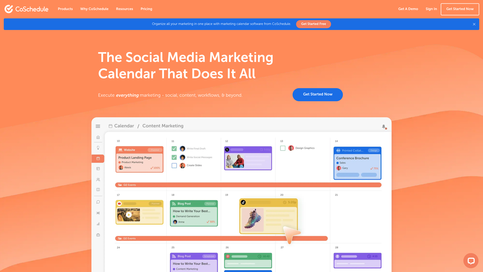 Screenshot of CoSchedule website