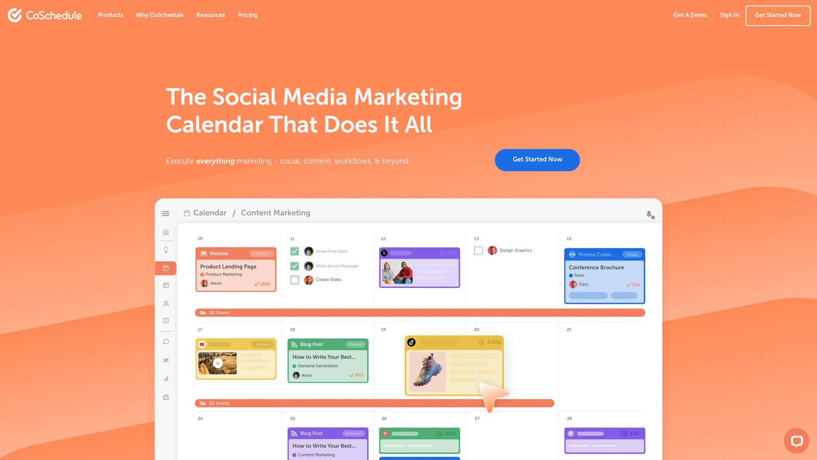 Screenshot of CoSchedule website