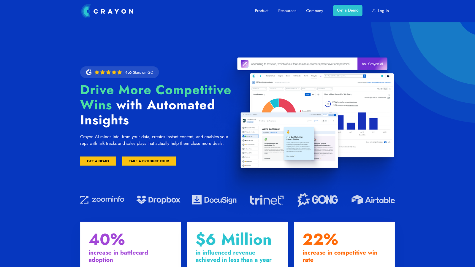 Screenshot of Crayon website