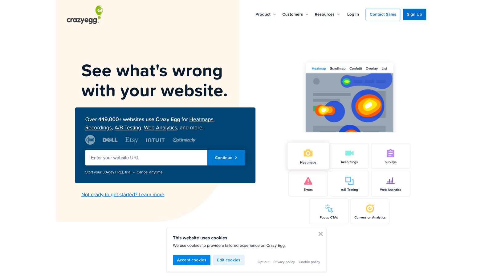 Screenshot of Crazy Egg website