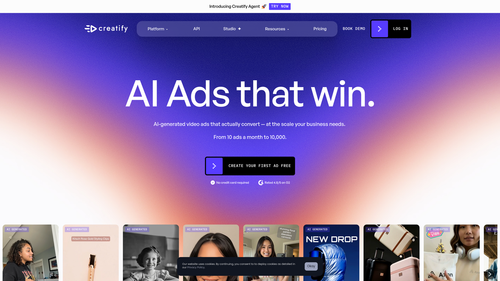 Screenshot of Creatify website