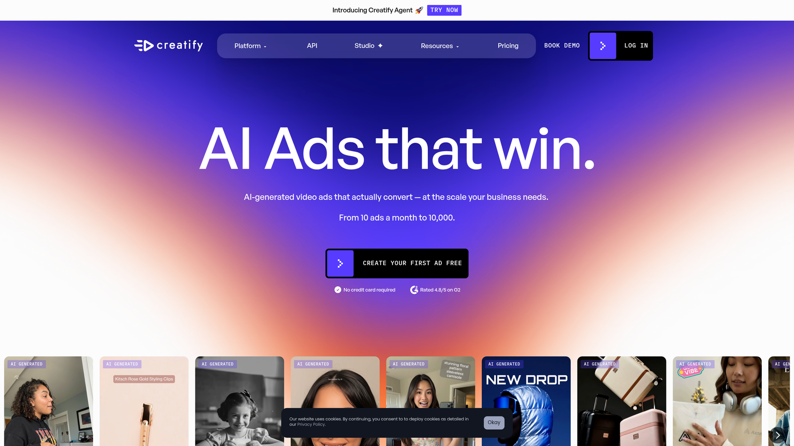 Screenshot of Creatify website