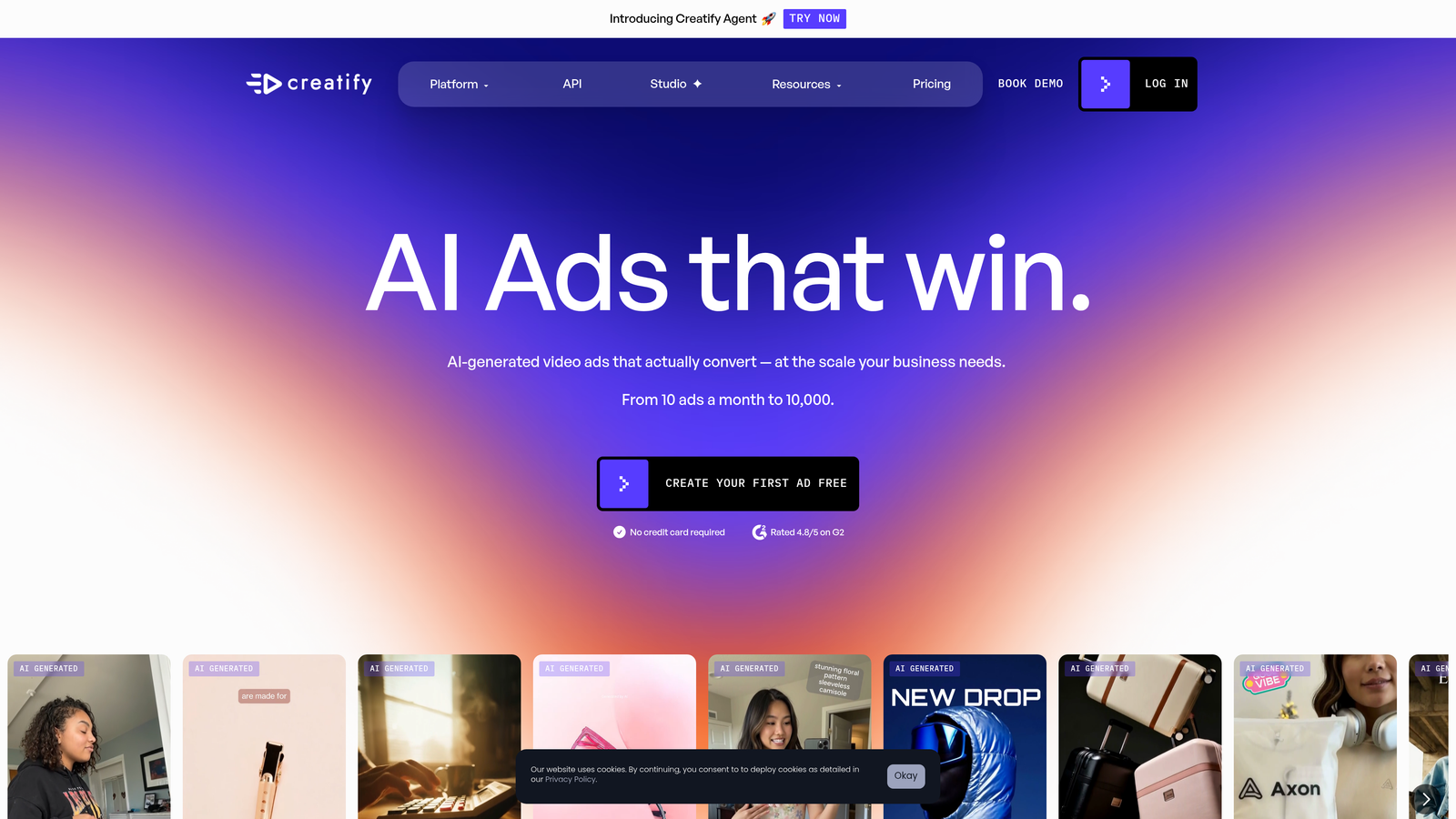 Screenshot of Creatify website