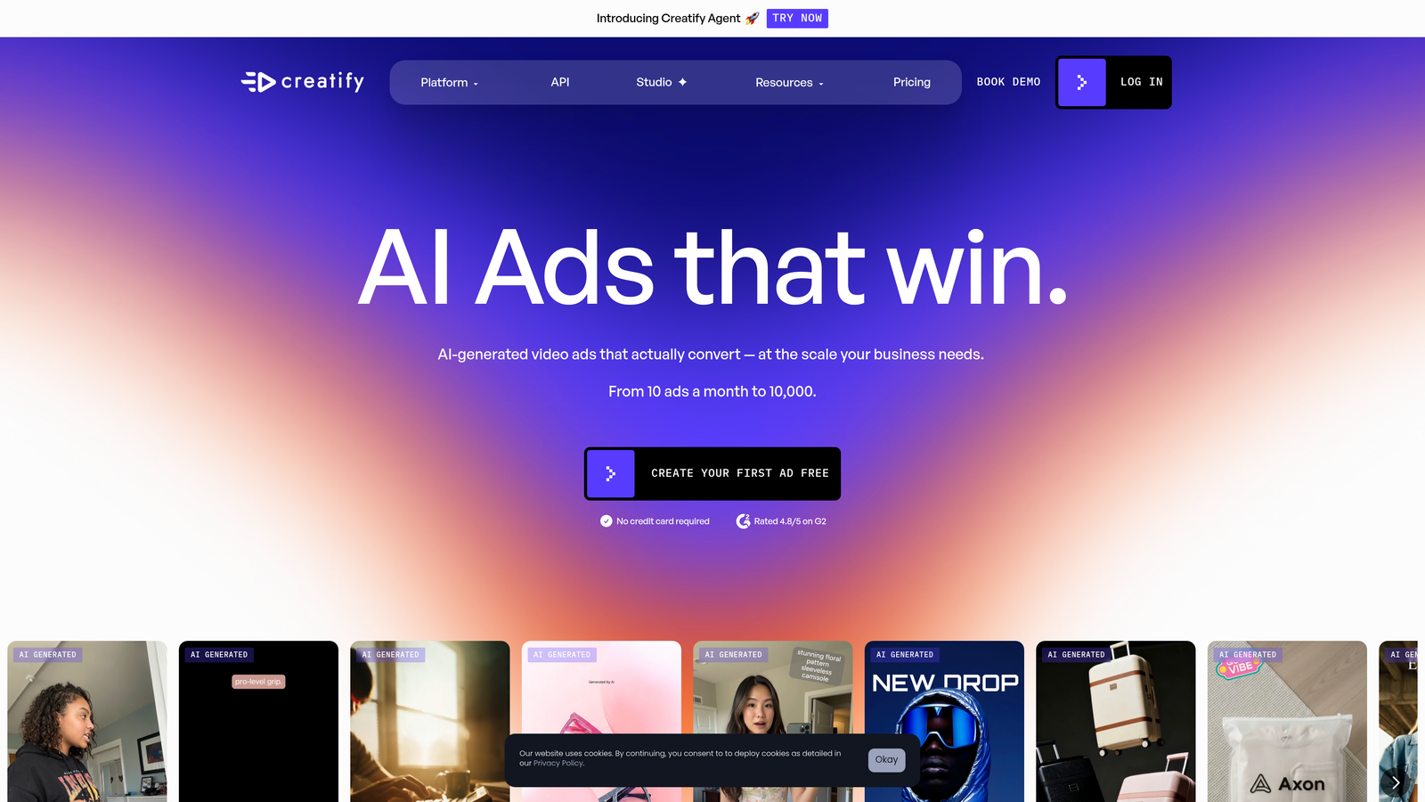 Screenshot of Creatify website