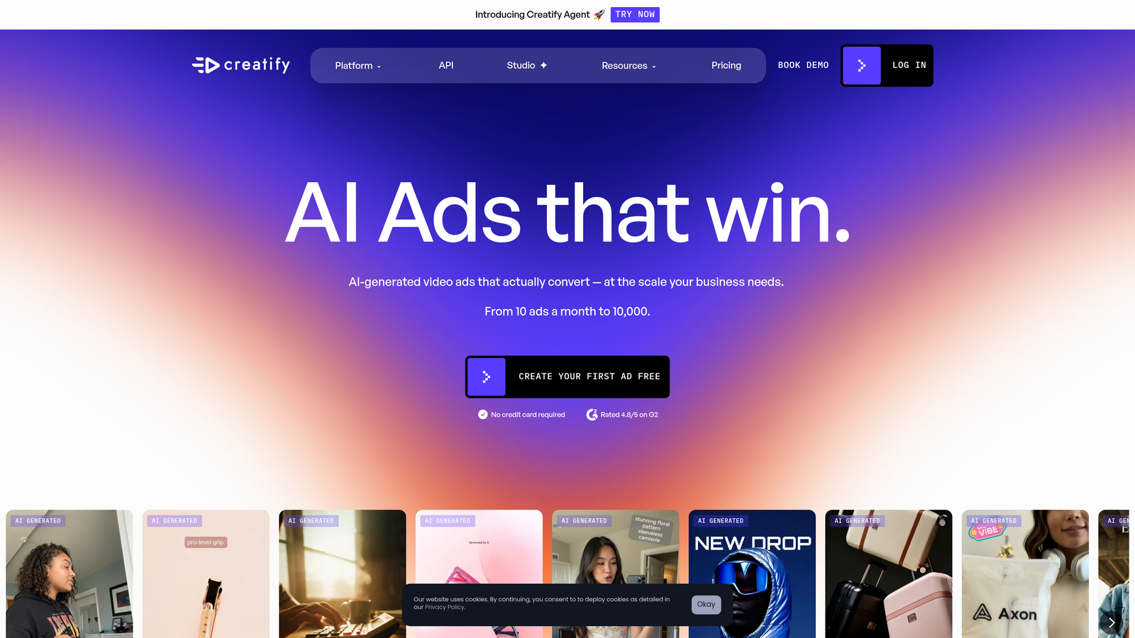 Screenshot of Creatify website