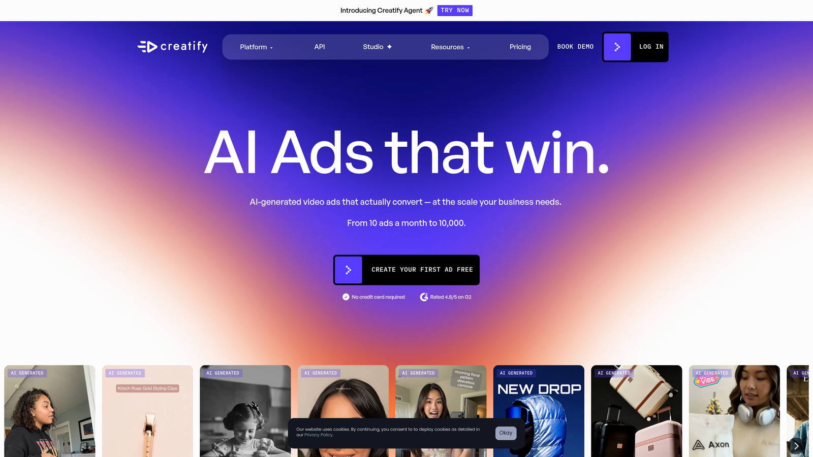 Screenshot of Creatify website