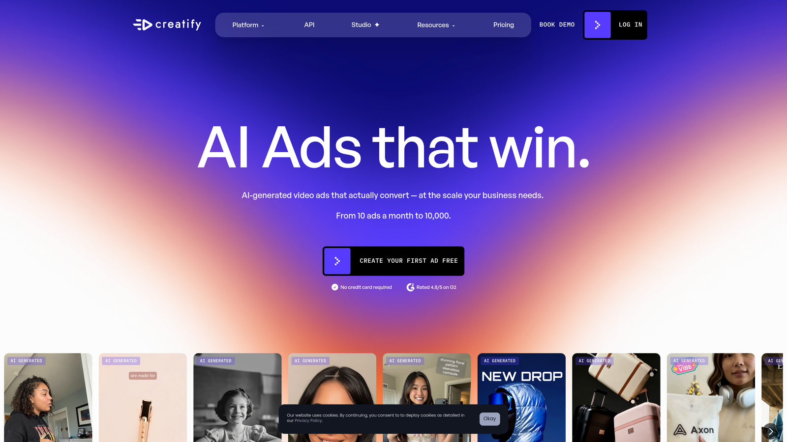 Screenshot of Creatify website