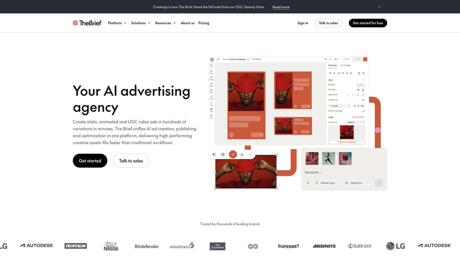 Screenshot of Creatopy website