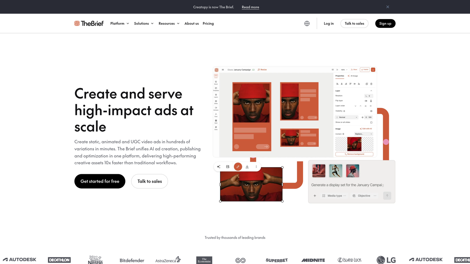 Screenshot of Creatopy website