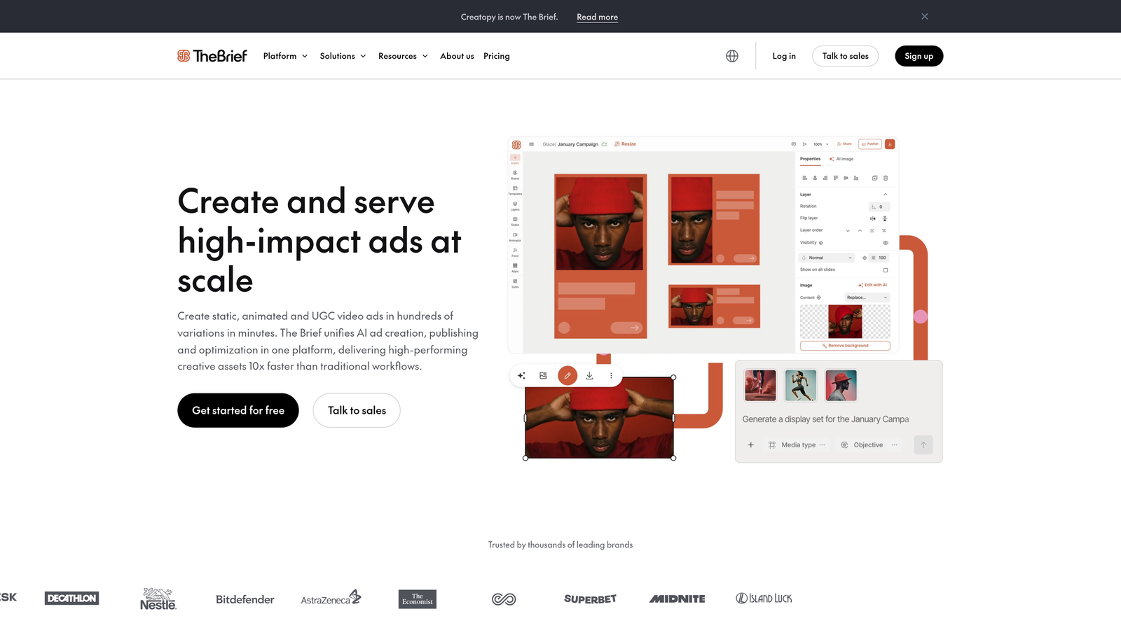 Screenshot of Creatopy website