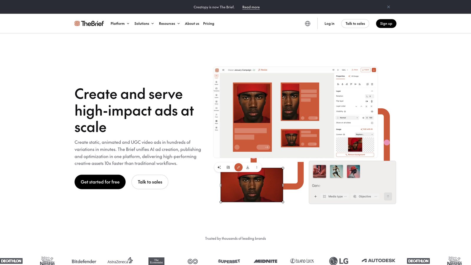 Screenshot of Creatopy website