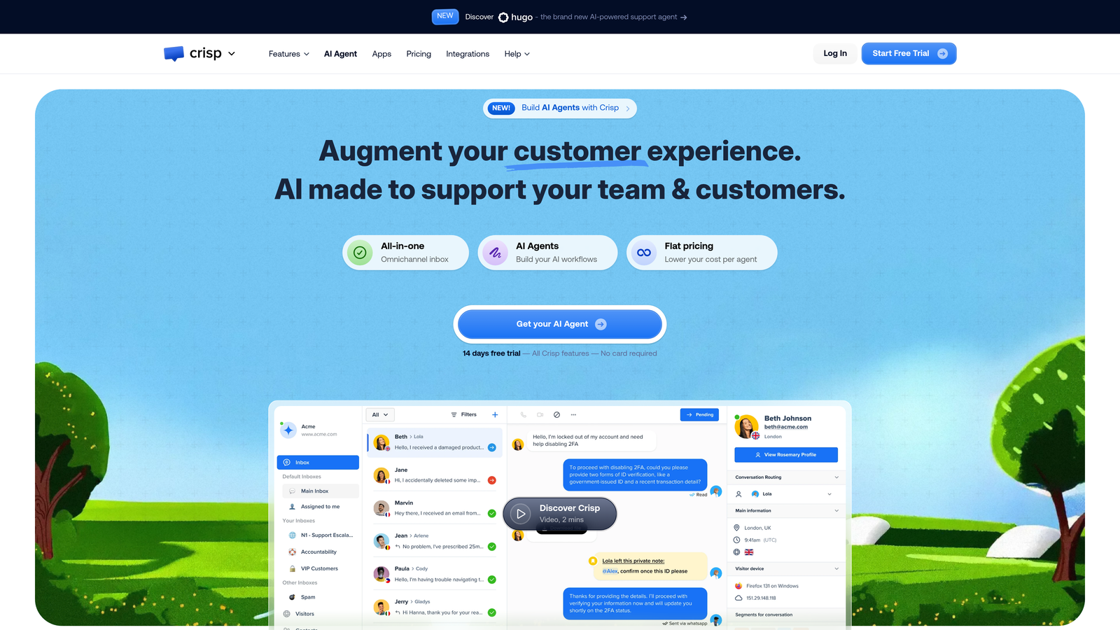 Screenshot of Crisp website