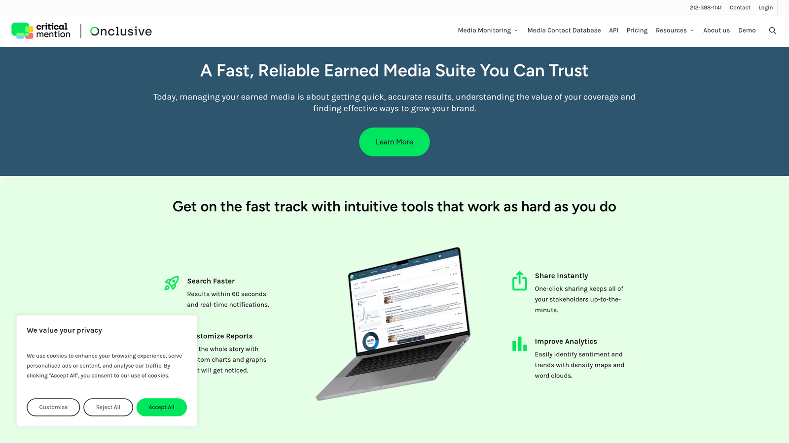 Screenshot of Critical Mention website homepage